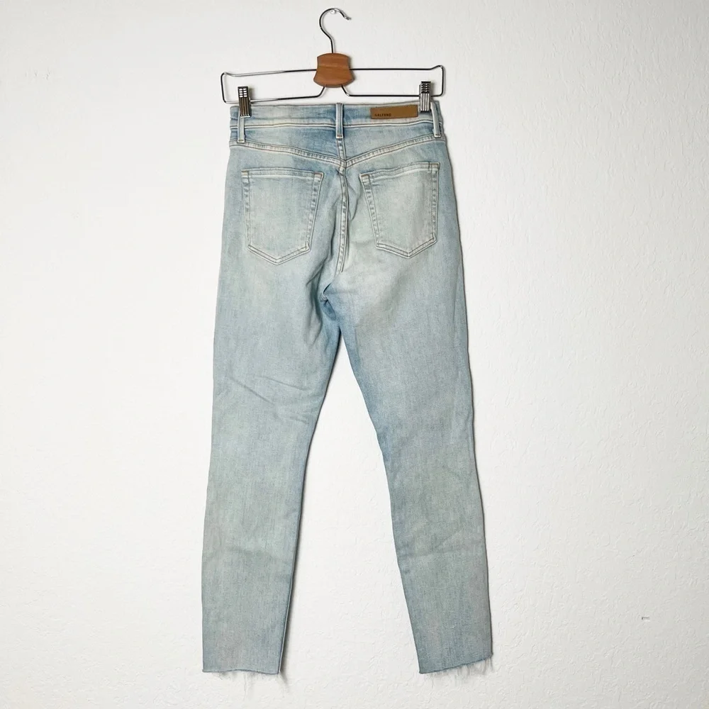 GRLFRND Karolina Button Fly High Rise Straight Leg Raw Hem Jeans